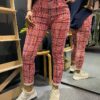 Jewelly jeans check pants rood