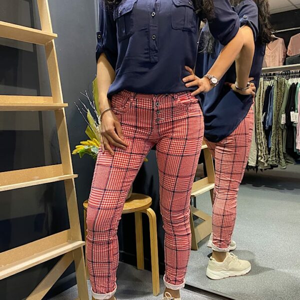 Jewelly jeans check pants rood