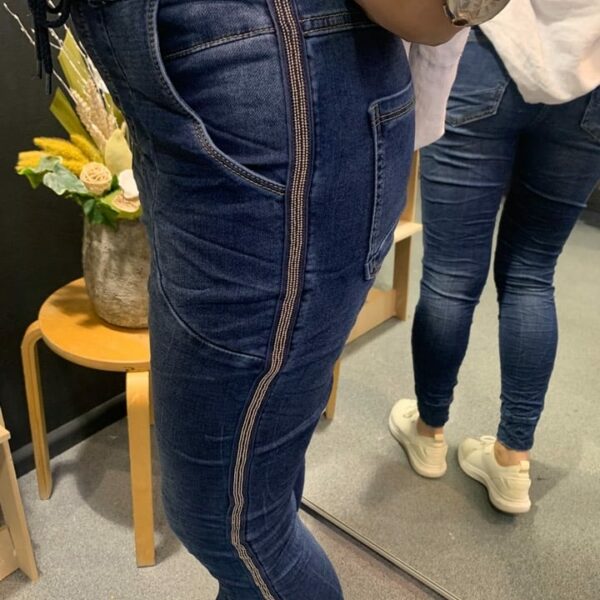 Jewelly (Luxury Limted Edition) jogging jeans met bies blauw