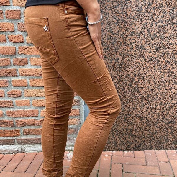 Jewelly high waist jeans roestbruin