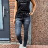 Jewelly jogging jeans met koord zwart grijs