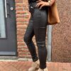 Jewelly leatherlook high waist met ritssluiting zwart