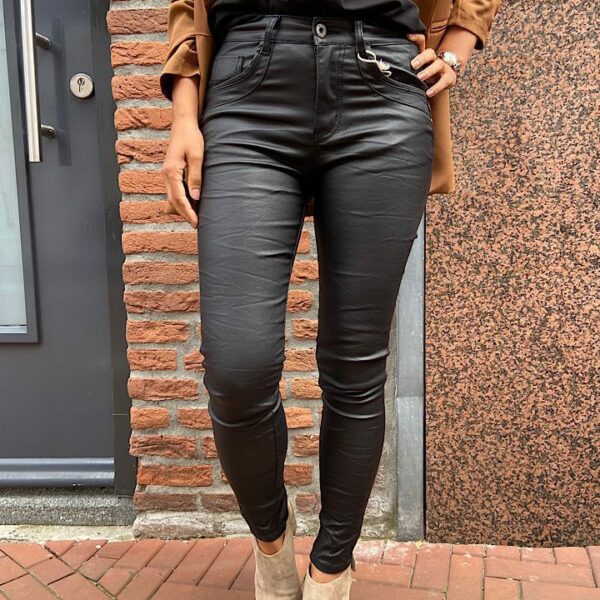 Jewelly leatherlook high waist met ritssluiting zwart