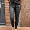 Jewelly leatherlook high waist met ritssluiting zwart