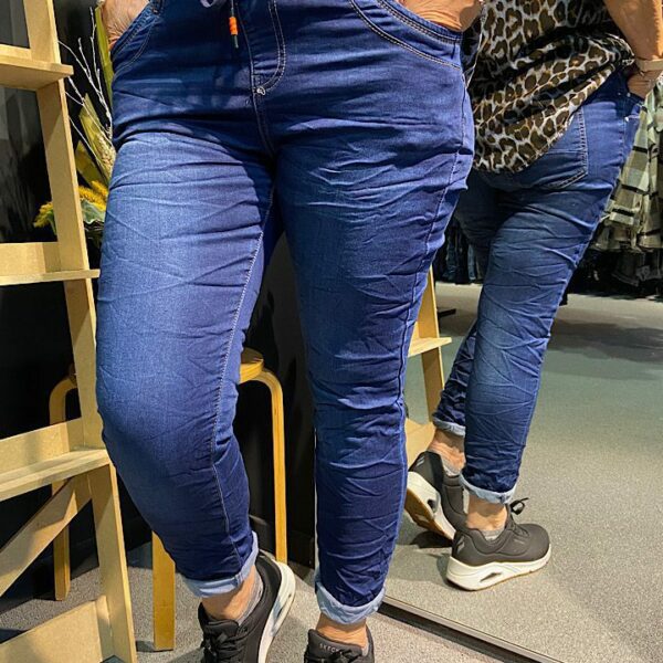 Karostar jog jeans met kordje donker blauw