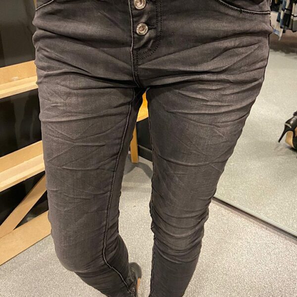 Jewelly jeans knopensluiting zwart/grijs