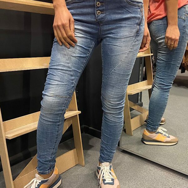 Jewelly Jeans knopensluiting met rits detail  blauw