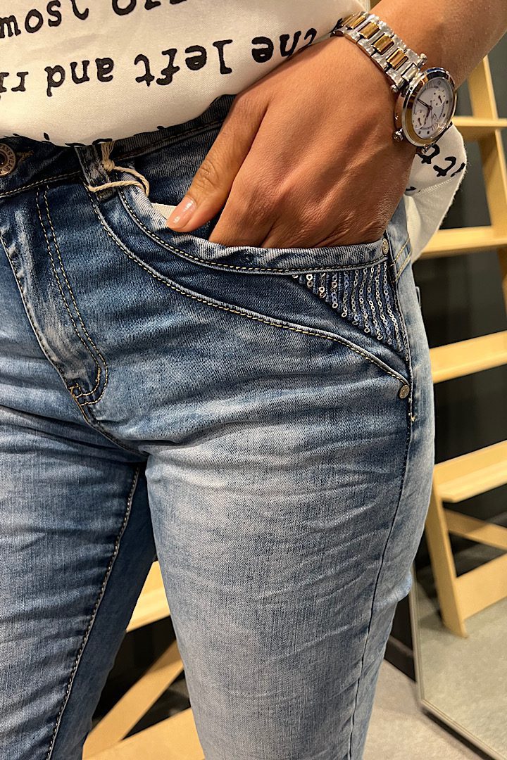 Jewelly Capri jeans blauw