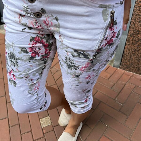 jewelly jeans capri met bloemenprint wit