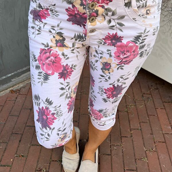 jewelly jeans capri met bloemenprint wit
