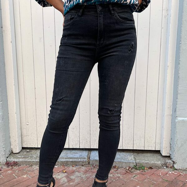 VS Miss high waist jeans met slijtage zwart
