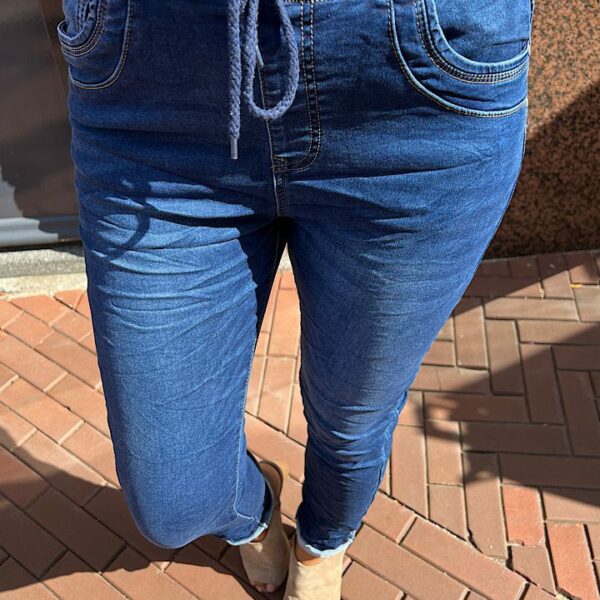 Karostar jog jeans met kordje donker blauw
