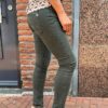 Jewelly high waist jeans legergroen