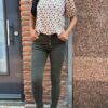 Jewelly high waist jeans legergroen