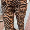 Comfy stretchbroek zebraprint camel