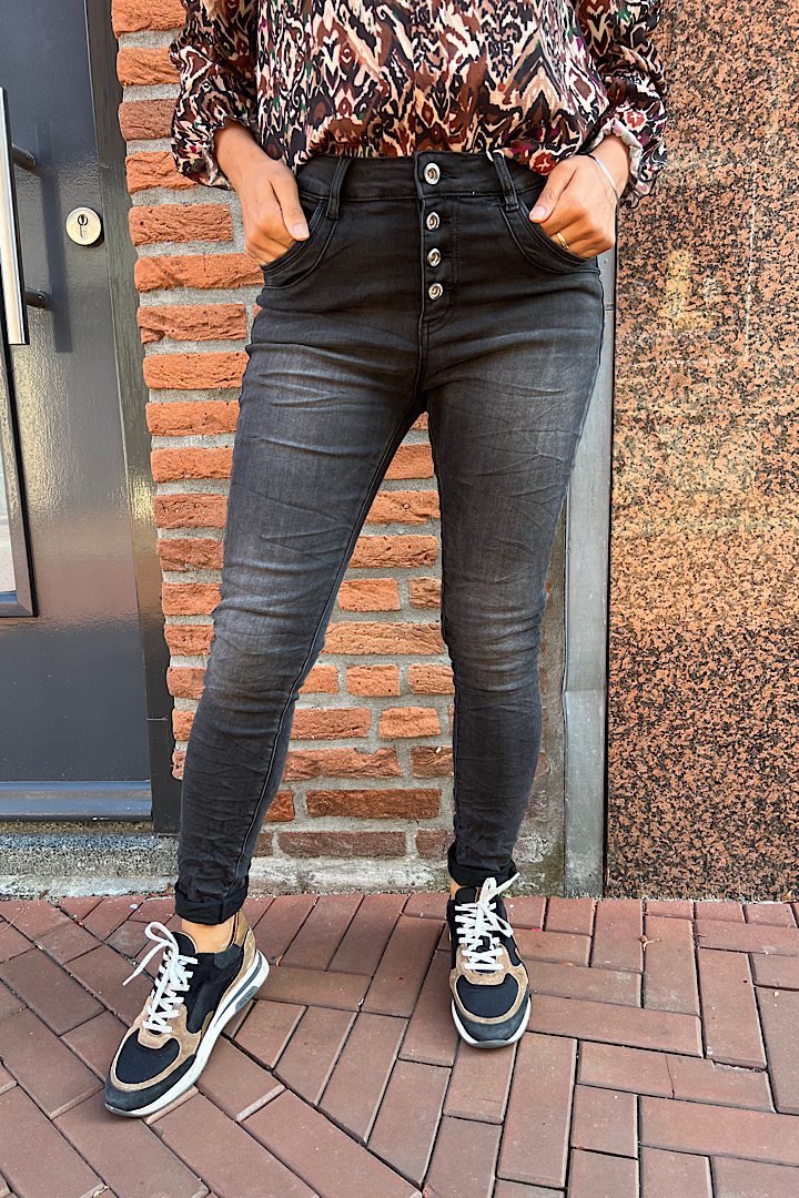 Jewelly Jeans knopensluiting zwart/grijs