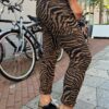 Comfy stretchbroek zebraprint camel