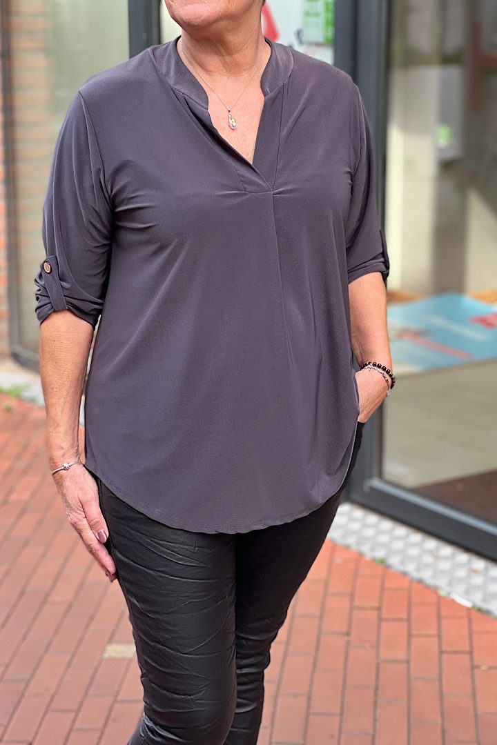 Uni travelstof blouse antraciet