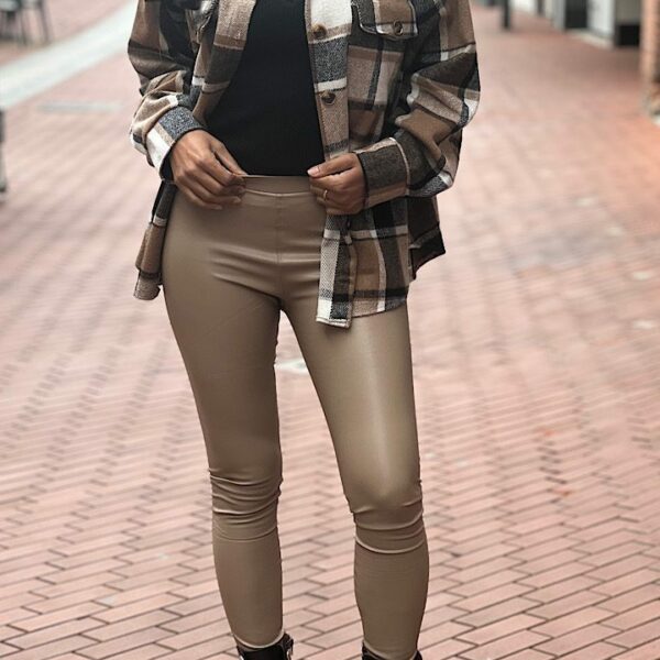 Norfy leatherlook legging taupe