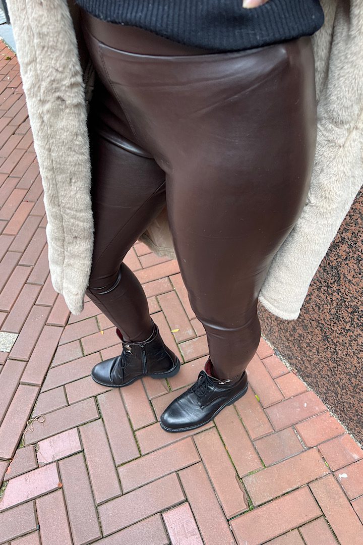 Norfy leatherlook legging choco bruin
