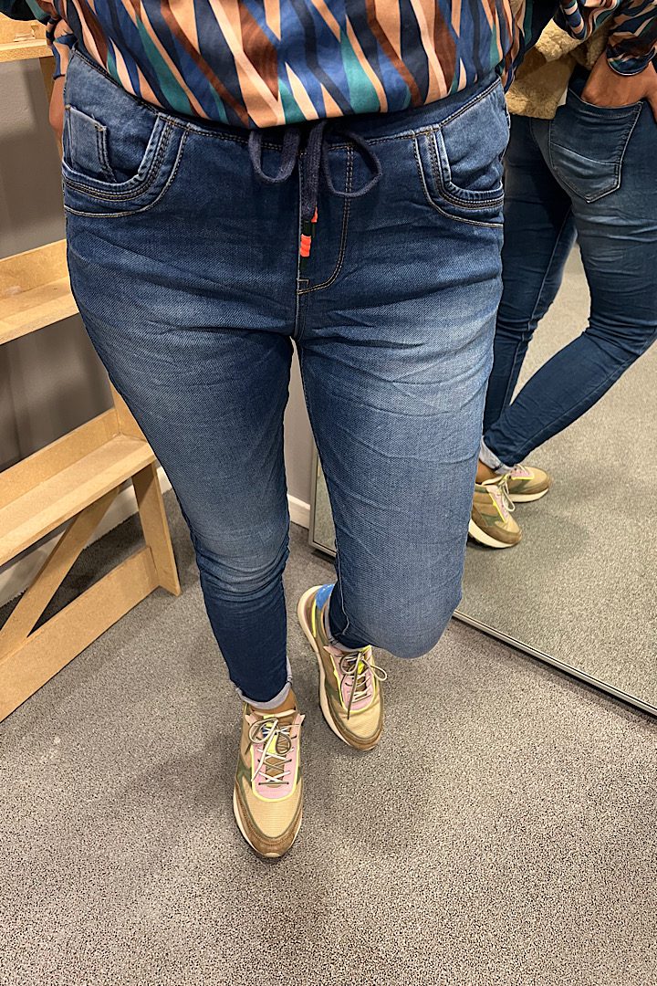 Jewelly jogging jeans met koord blauw