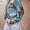 Musthave ella printed blouse blauw