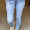 Jewelly jeans met knoopsluiting lichtblauw