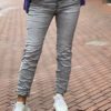 Karostar high waist jeans met knopensluiting lichtgrijs