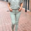 Jewelly high waist jeans met knopensluiting lichtgroen