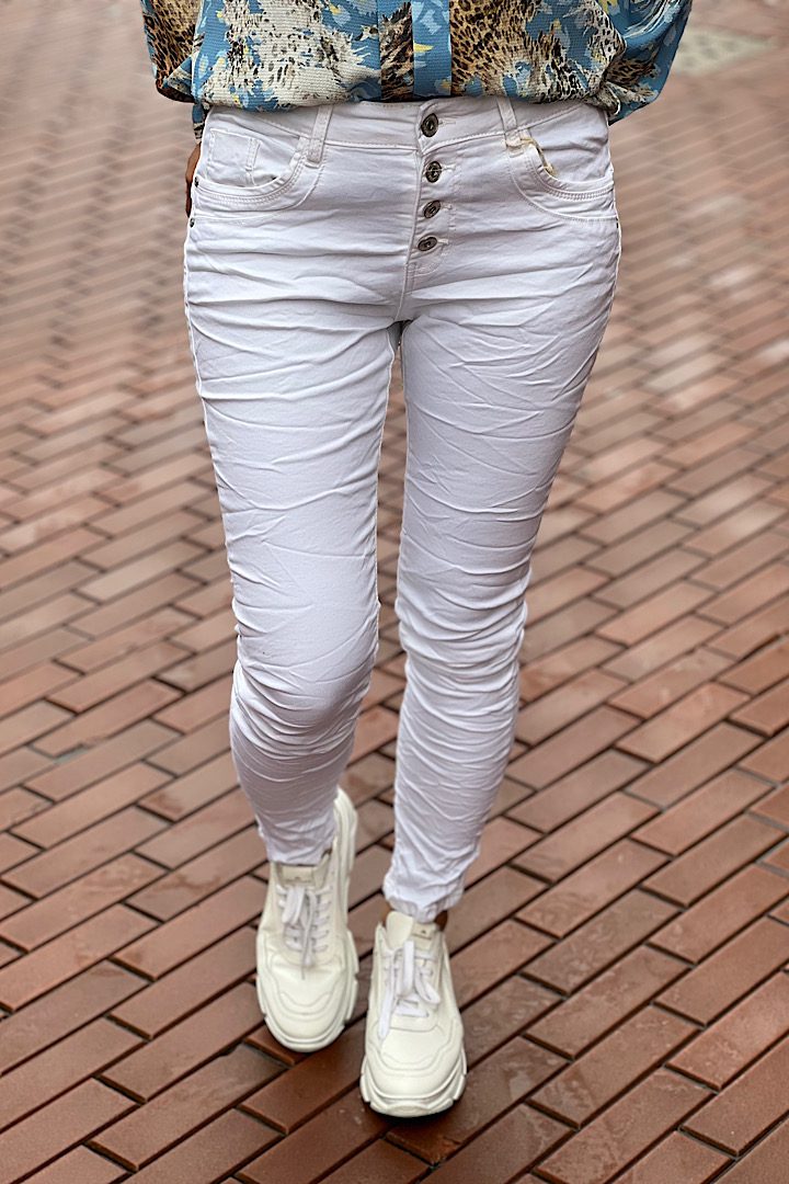 Jewelly jeans met knoopsluiting wit