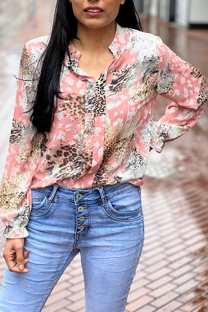 Musthave ella printed blouse oud roze