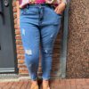 Secret denim jeans met slijtage blauw