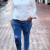 Secret denim jeans met slijtage blauw