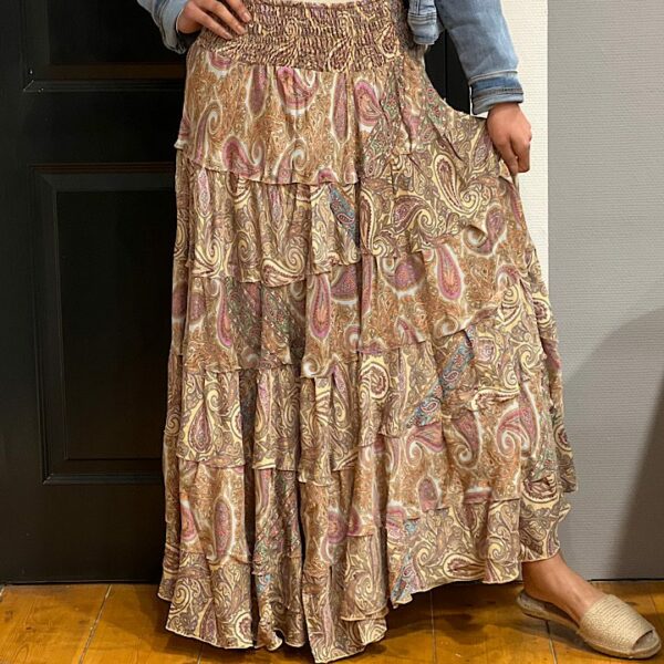 Lange paisley rok geel