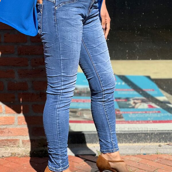 Jewelly high waist jeans met knopen en ritssluiting blauw