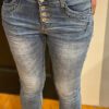 Jewelly high waist jeans met knopensluiting blauw