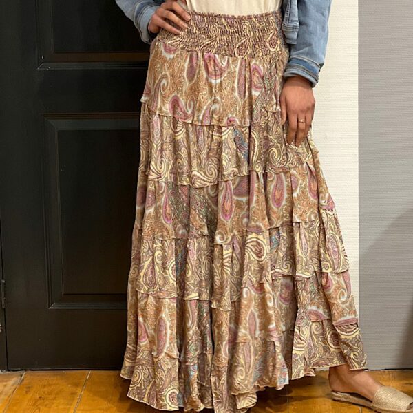 Lange paisley rok geel
