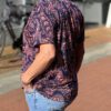 Travel blouse korte mouwen met paisley print blauw/roze