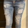 Jewelly high waist jeans met patchwork blauw