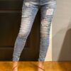 Jewelly high waist jeans met patchwork blauw