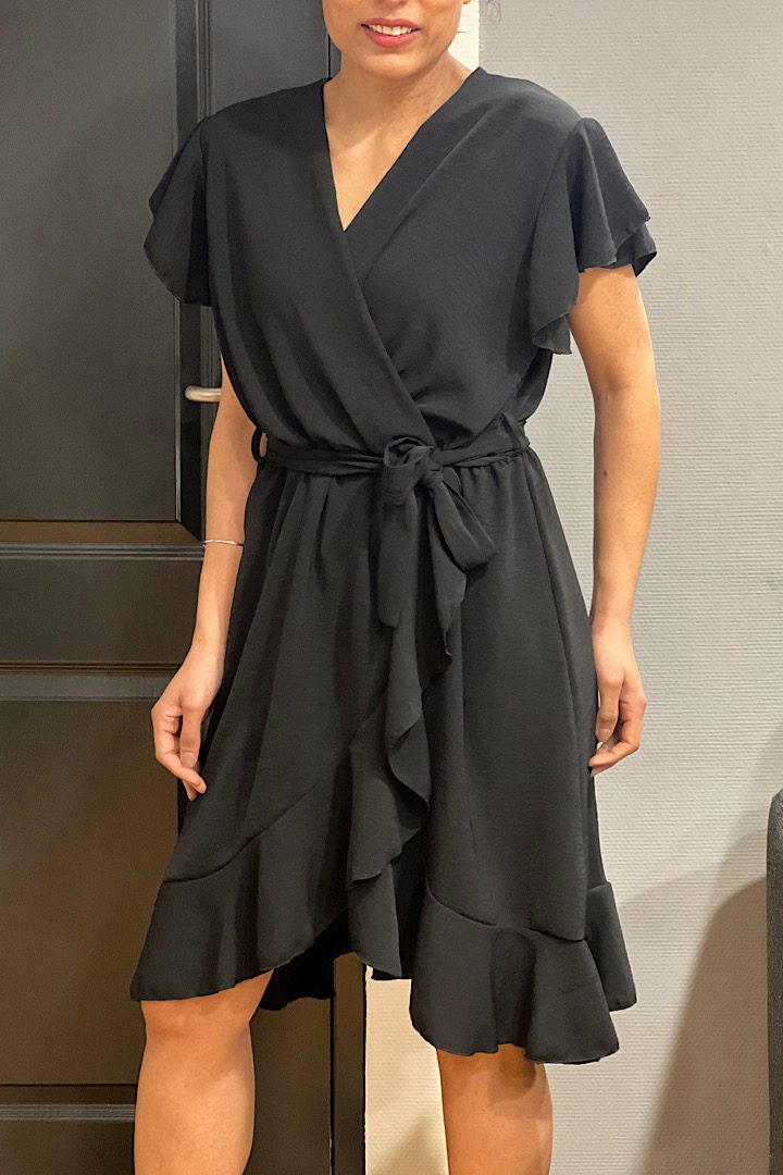 Overslag jurk “Mila” zwart onesize 36/42
