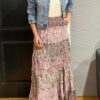 Lange paisley rok roze