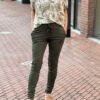 Travelstof broek ´Made By Milaan´ legergroen