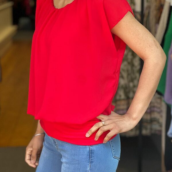 Ballon top met korte mouwen rood
