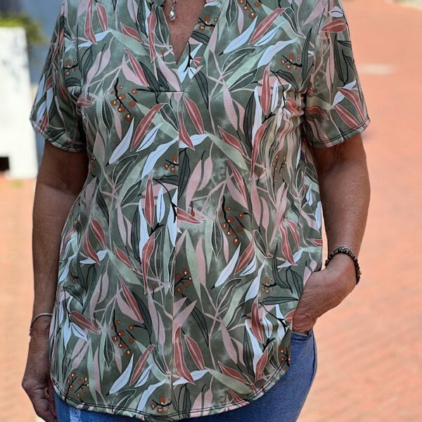 Travelstof blouse Made By Italy groen