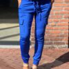 Travelstof cargo broek Made by Milaan kobalt blauw