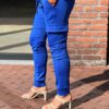 Travelstof cargo broek Made by Milaan kobalt blauw