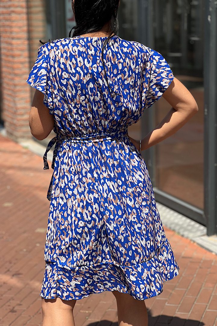 Overslag jurk “Monica” blauw onesize 36/42