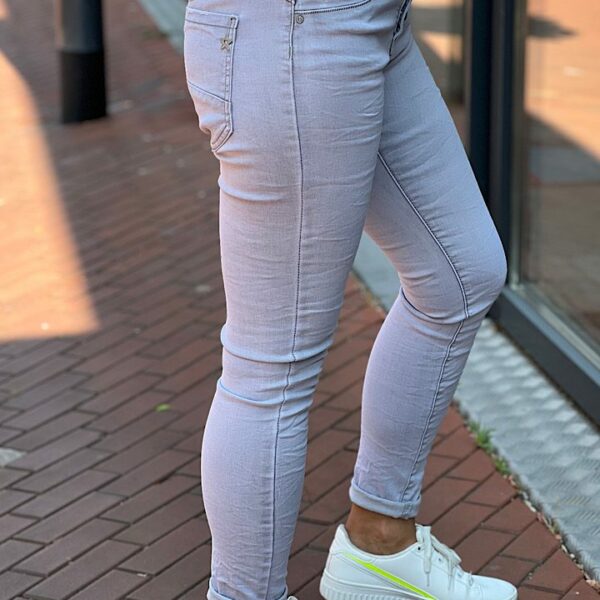 Jewelly high waist jeans met knopensluiting licht-grijs