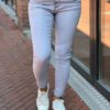 Jewelly high waist jeans met knopensluiting licht-grijs